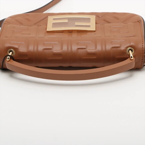 Fendi baguette Leather 2 Way Handbag Brown 7AS142 - Picture 5 of 11